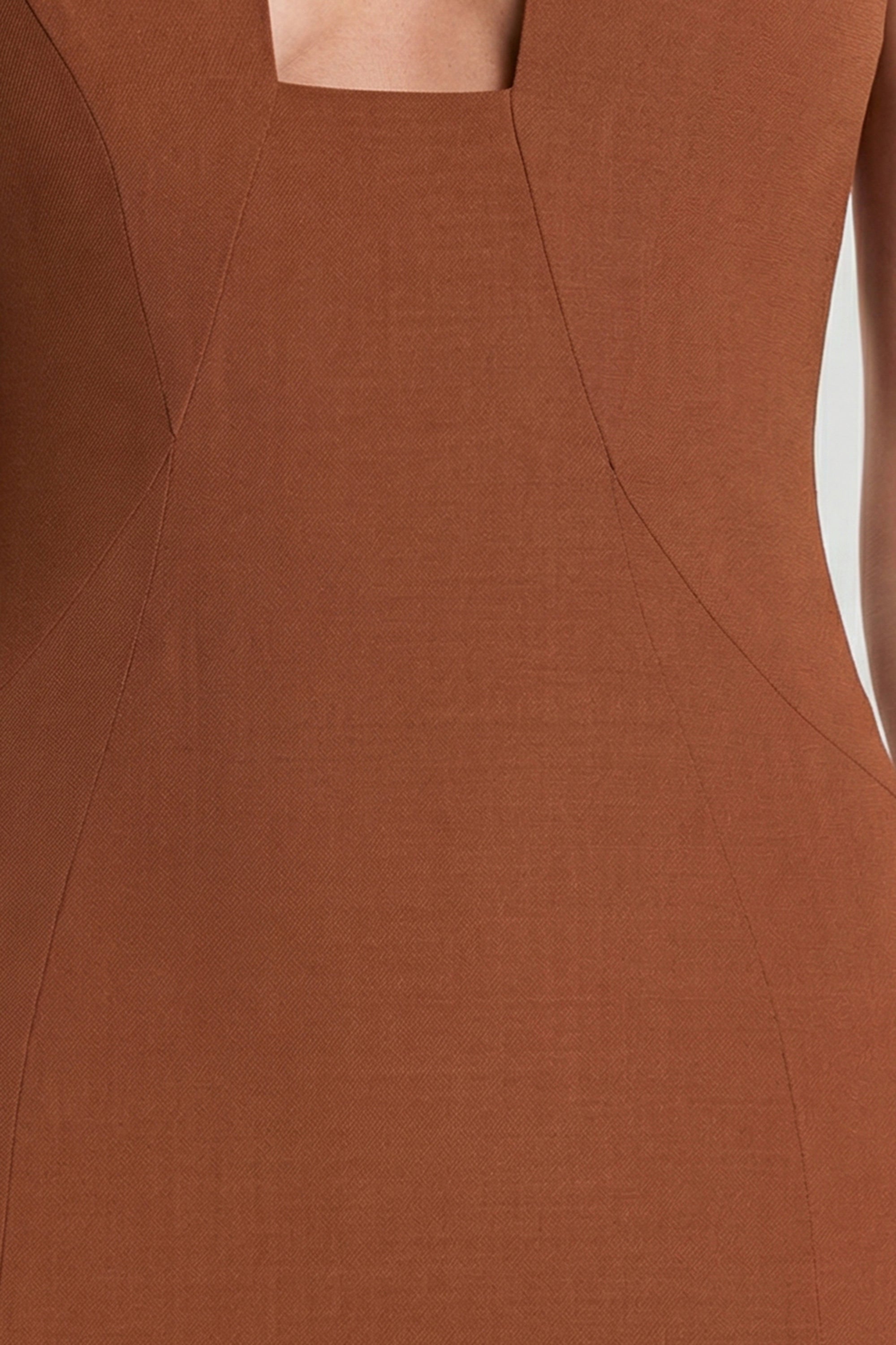 Woven Twill Halter Neck Plunge Maxi Dress in Chestnut Brown